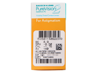 PureVision 2 for Astigmatism (6 db lencse) - Paraméterek előnézete
