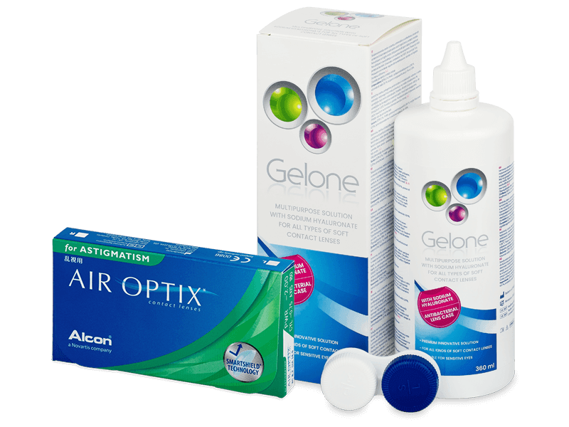 Air Optix for Astigmatism (6 db lencse) + Gelone kontaktlencse folyadék 360 ml - Kedvezményes csomag