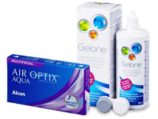 Air Optix Aqua Multifocal (6 db lencse) + 360 ml Gelone ápolószer - Kedvezményes csomag