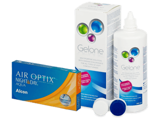 Air Optix Night and Day Aqua (6 db lencse) + Gelone kontaktlencse folyadék 360 ml