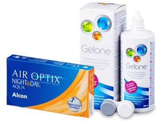 Air Optix Night and Day Aqua (6 db lencse) + 360 ml Gelone ápolószer