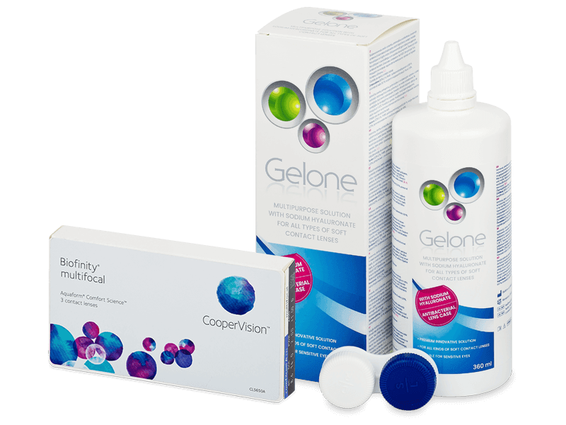 Biofinity Multifocal (6 db lencse) + Gelone kontaktlencse folyadék 360 ml - Kedvezményes csomag