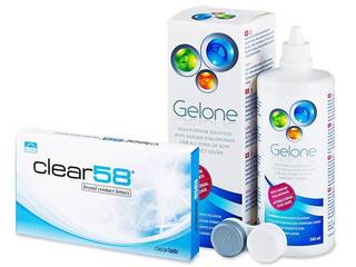 Clear 58 (6 db lencse) + 360 ml Gelone ápolószer - Korábbi csomagolás