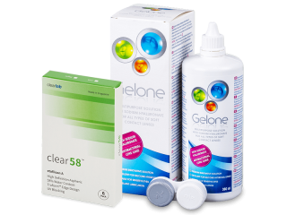 Clear 58 (6 db lencse) + 360 ml Gelone ápolószer - Kedvezményes csomag