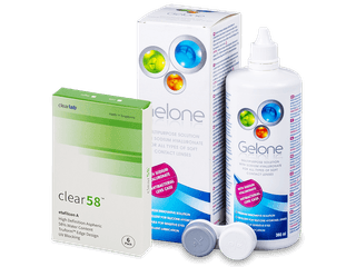 Clear 58 (6 db lencse) + 360 ml Gelone ápolószer