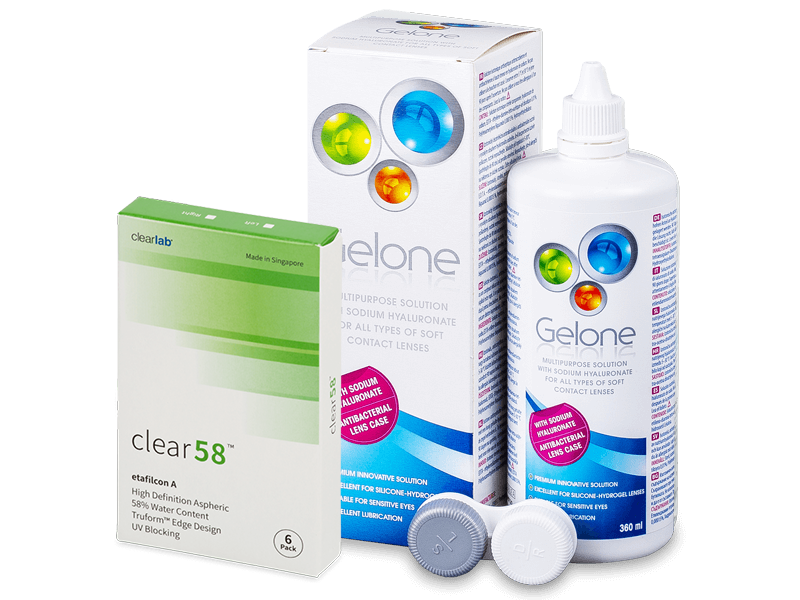Clear 58 (6 db lencse) + 360 ml Gelone ápolószer - Kedvezményes csomag