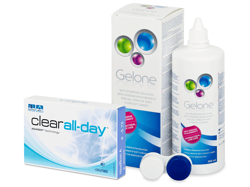 Clear All-Day (6 db lencse) + Gelone kontaktlencse folyadék 360 ml - Kedvezményes csomag