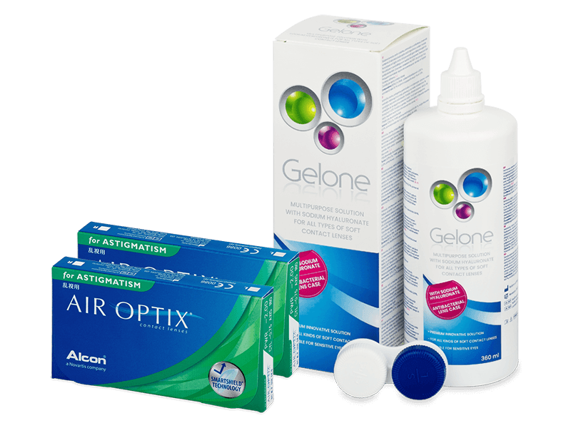 Air Optix for Astigmatism (2x3 db lencse) + Gelone kontaktlencse folyadék 360 ml - Kedvezményes csomag
