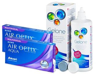 Air Optix Aqua Multifocal (2x3 db lencse) + 360 ml Gelone ápolószer - Korábbi csomagolás