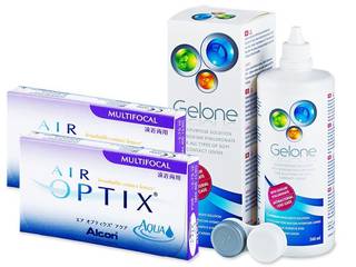 Air Optix Aqua Multifocal (2x3 db lencse) + 360 ml Gelone ápolószer - Korábbi csomagolás