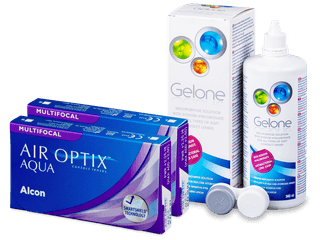Air Optix Aqua Multifocal (2x3 db lencse) + 360 ml Gelone ápolószer