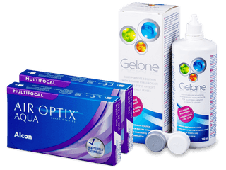 Air Optix Aqua Multifocal (2x3 db lencse) + 360 ml Gelone ápolószer - Kedvezményes csomag