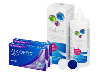 Air Optix Aqua Multifocal (2x3 db lencse) + Gelone kontaktlencse folyadék 360 ml