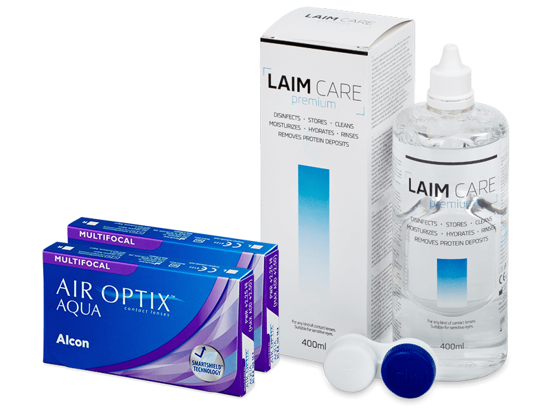 Air Optix Aqua Multifocal (2x3 db lencse) + 400 ml Laim-Care ápolószer - Kedvezményes csomag