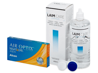 Air Optix Night and Day Aqua (6 db lencse) + Laim Care kontaktlencse folyadék 400 ml