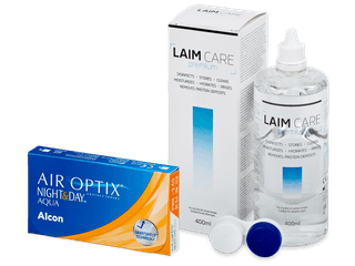 Air Optix Night and Day Aqua (6 db lencse) + 400 ml Laim-Care ápolószer - Kedvezményes csomag