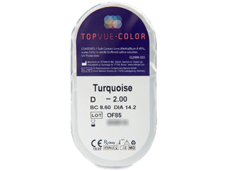 TopVue Color - Turquoise - dioptriával (2 db lencse) - Buborékcsomagolás előnézete