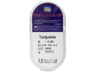 TopVue Color - Turquoise - dioptria nélkül (2 db lencse) - Buborékcsomagolás előnézete