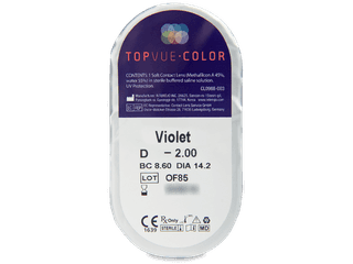 TopVue Color - Violet - dioptriával (2 db lencse) - Buborékcsomagolás előnézete