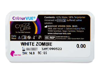 ColourVUE Crazy Lens - White Zombie - dioptria nélkül napi lencsék (2 db lencse) - Buborékcsomagolás előnézete