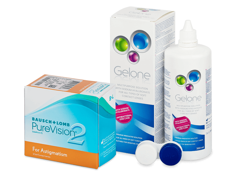 PureVision 2 for Astigmatism (6 db lencse) + Gelone kontaktlencse folyadék 360 ml - Kedvezményes csomag
