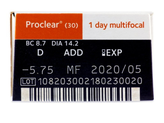 Proclear 1 Day Multifocal (30 db lencse) - Paraméterek előnézete