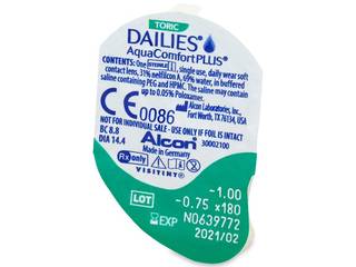 Dailies AquaComfort Plus Toric (30 db lencse) - Buborékcsomagolás előnézete