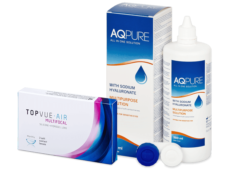 TopVue Air Multifocal (3 db lencse) + AQ Pure kontaktlencse folyadék 360 ml - Kedvezményes csomag