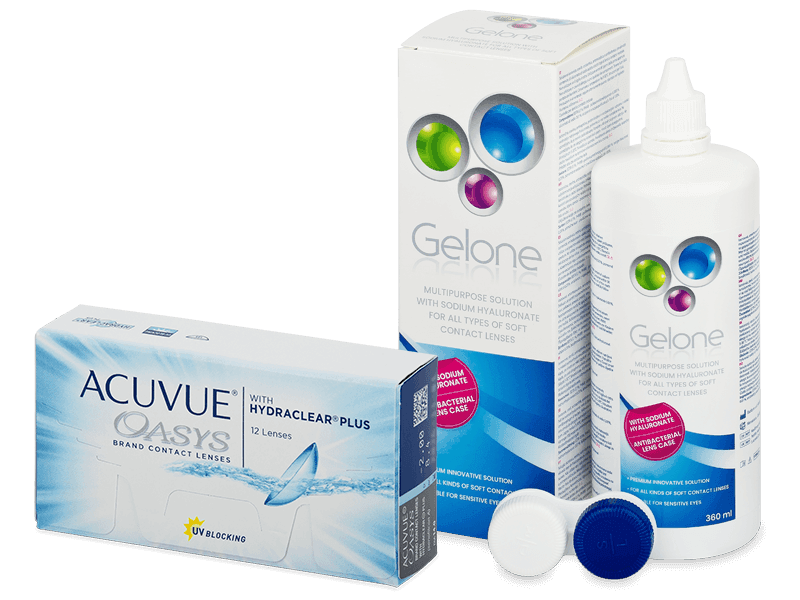 Acuvue Oasys (12 db lencse) + Gelone kontaktlencse folyadék 360 ml - Kedvezményes csomag