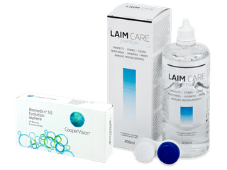 Biomedics 55 Evolution (6 db lencse) + 400 ml Laim-Care ápolószer