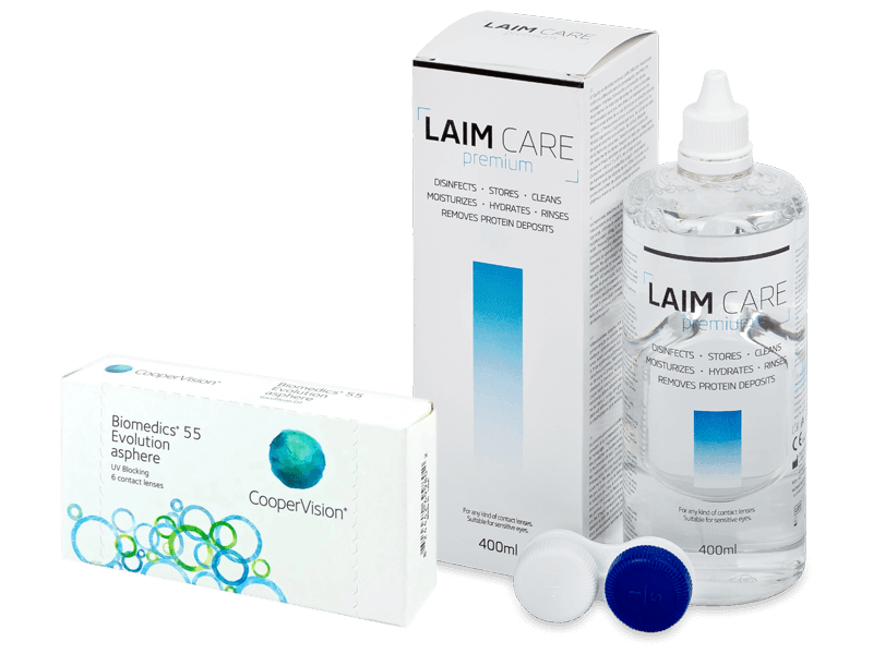 Biomedics 55 Evolution (6 db lencse) + Laim Care kontaktlencse folyadék 400 ml - Kedvezményes csomag