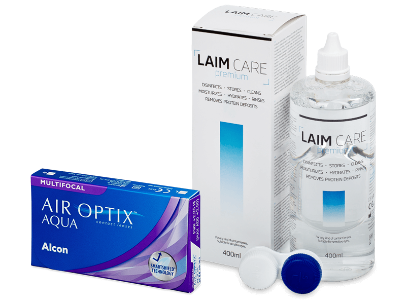 Air Optix Aqua Multifocal (6 db lencse) + 400 ml Laim-Care ápolószer - Kedvezményes csomag