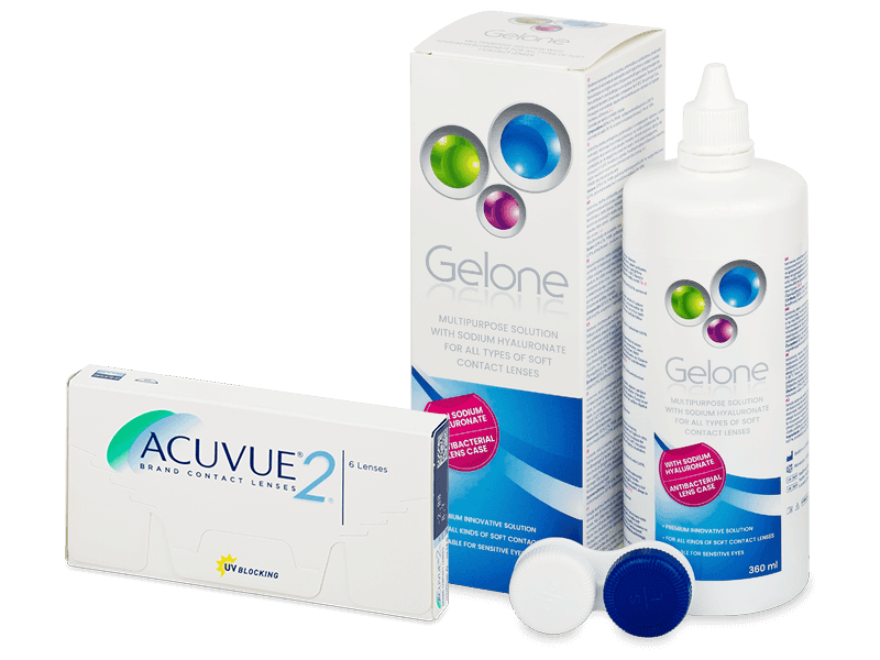 Acuvue 2 (6 db lencse) + Gelone kontaktlencse folyadék 360 ml - Kedvezményes csomag