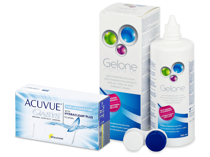 Acuvue Oasys for Astigmatism (12 db lencse) + Gelone kontaktlencse folyadék 360 ml - Kedvezményes csomag