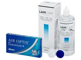 Air Optix plus HydraGlyde (3 db lencse) + 400 ml Laim-Care ápolószer