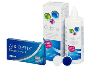 Air Optix plus HydraGlyde (6 db lencse) + Gelone kontaktlencse folyadék 360 ml