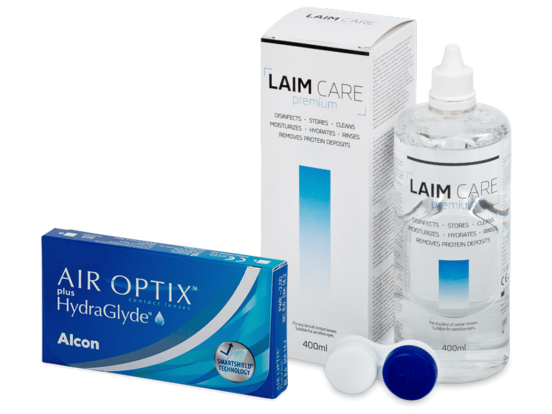 Air Optix plus HydraGlyde (6 db lencse) + 400 ml Laim-Care ápolószer - Kedvezményes csomag