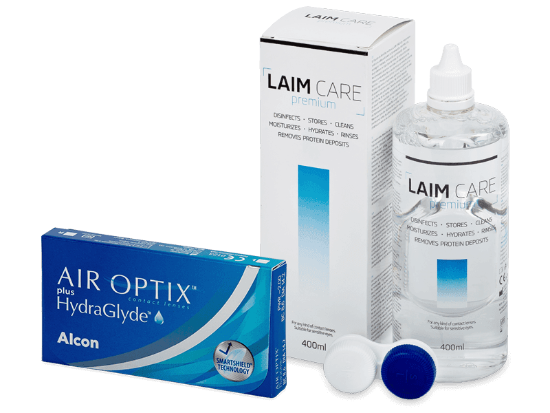 Air Optix plus HydraGlyde (6 db lencse) + Laim Care kontaktlencse folyadék 400 ml - Kedvezményes csomag