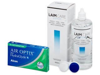 Air Optix plus HydraGlyde for Astigmatism (3 db lencse) + 400 ml Laim-Care ápolószer