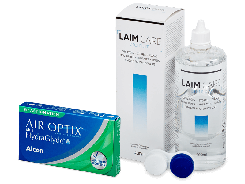 Air Optix plus HydraGlyde for Astigmatism (3 db lencse) + 400 ml Laim-Care ápolószer - Kedvezményes csomag
