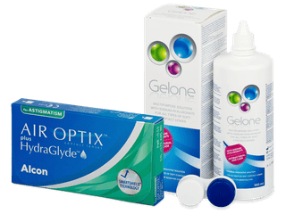 Air Optix plus HydraGlyde for Astigmatism (6 db lencse) + Gelone kontaktlencse folyadék 360 ml