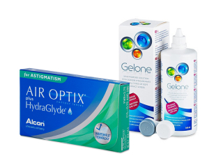 Air Optix plus HydraGlyde for Astigmatism (6 db lencse) + 360 ml Gelone ápolószer