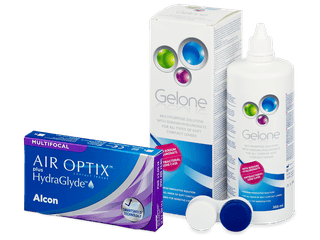 Air Optix plus HydraGlyde Multifocal (3 db lencse) + Gelone kontaktlencse folyadék 360 ml