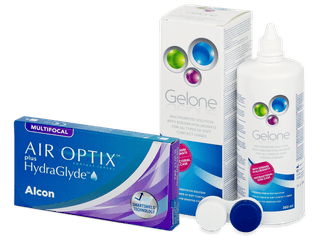 Air Optix plus HydraGlyde Multifocal (6 db lencse) + Gelone kontaktlencse folyadék 360 ml - Kedvezményes csomag