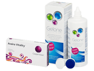 Avaira Vitality (6 db lencse) + Gelone kontaktlencse folyadék 360 ml - Kedvezményes csomag