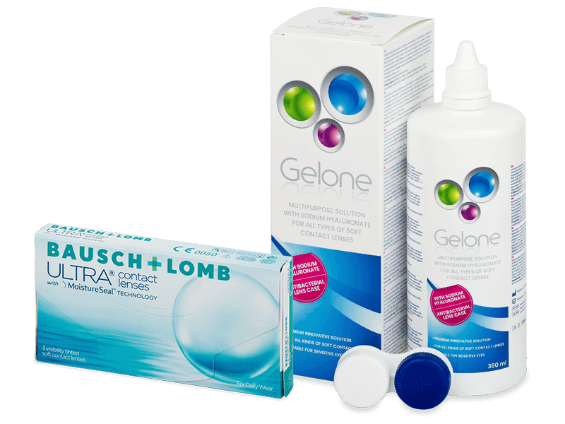 Bausch + Lomb ULTRA (3 db lencse) + Gelone kontaktlencse folyadék 360 ml - Kedvezményes csomag