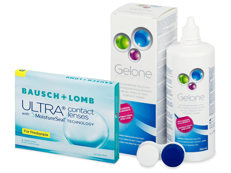 Bausch + Lomb ULTRA for Presbyopia (3 db lencse) + Gelone kontaktlencse folyadék 360 ml - Kedvezményes csomag