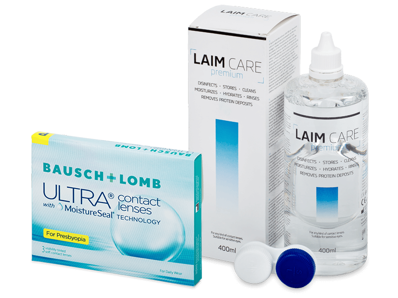 Bausch + Lomb ULTRA for Presbyopia (3 db lencse) + 400 ml Laim-Care ápolószer - Kedvezményes csomag