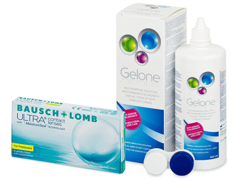 Bausch + Lomb ULTRA for Presbyopia (6 db lencse) + Gelone kontaktlencse folyadék 360 ml - Kedvezményes csomag