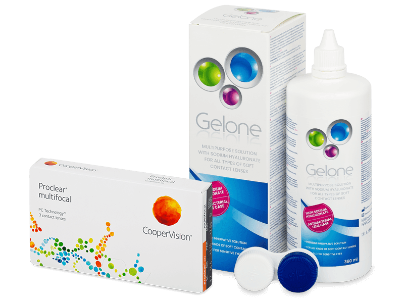 Proclear Multifocal (3 db lencse) + Gelone kontaktlencse folyadék 360 ml - Kedvezményes csomag
